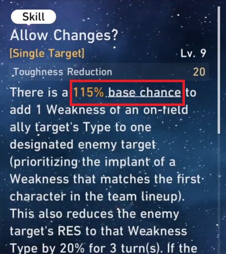  Silver Wolf's Skill Base Chance